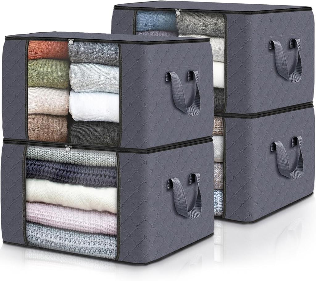 Fab Totes Storage Bags,Clothes Blanket Storage Bins Foldable Closet Organizers with Reinforced Handle for Home Dorm Storage and Organization