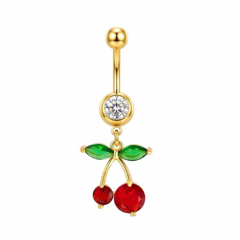 Fruit Cherry Belly Button Rings Trendy Small Cherry Decor Food Grade Stainless Steel Navel Piercing Jewelry for Girls