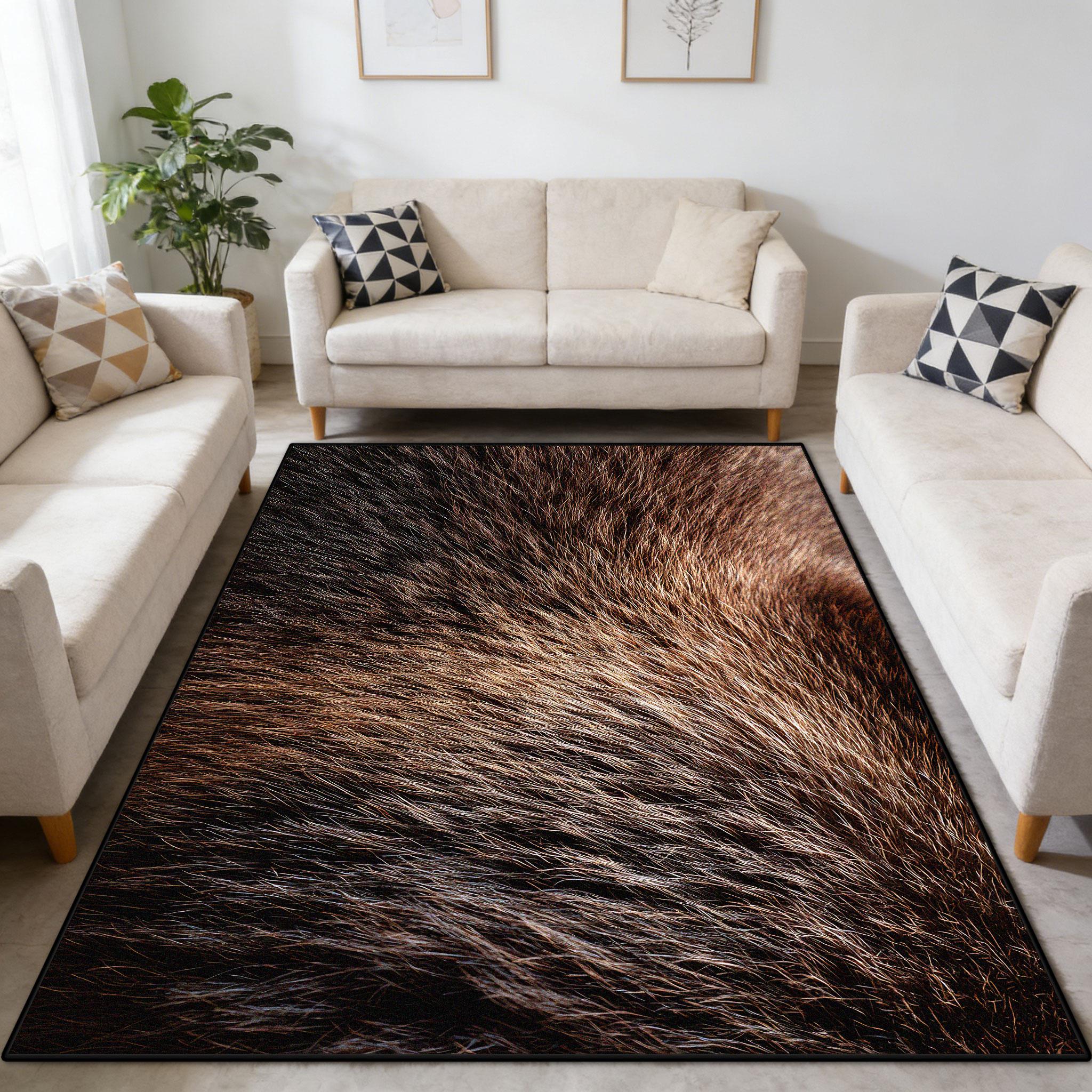 

3D Animal Fur Pattern Rugs Living Room Easy Clean Soft Fluffy Decoration Carpet cloakroom Luxury Large Size Anti-skid Floor Mats 60x90cm