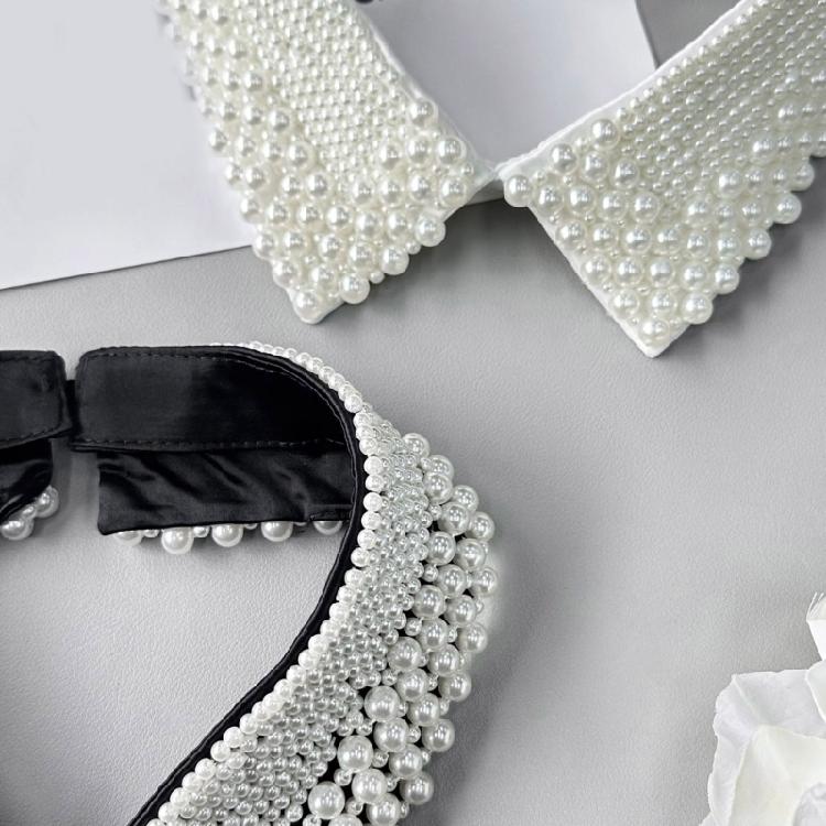 Fashion Jeweled Detachable Collar Luxurious Pearls Shawl Versatile Lapel Detachable Collar Shawl for Dress Shirt