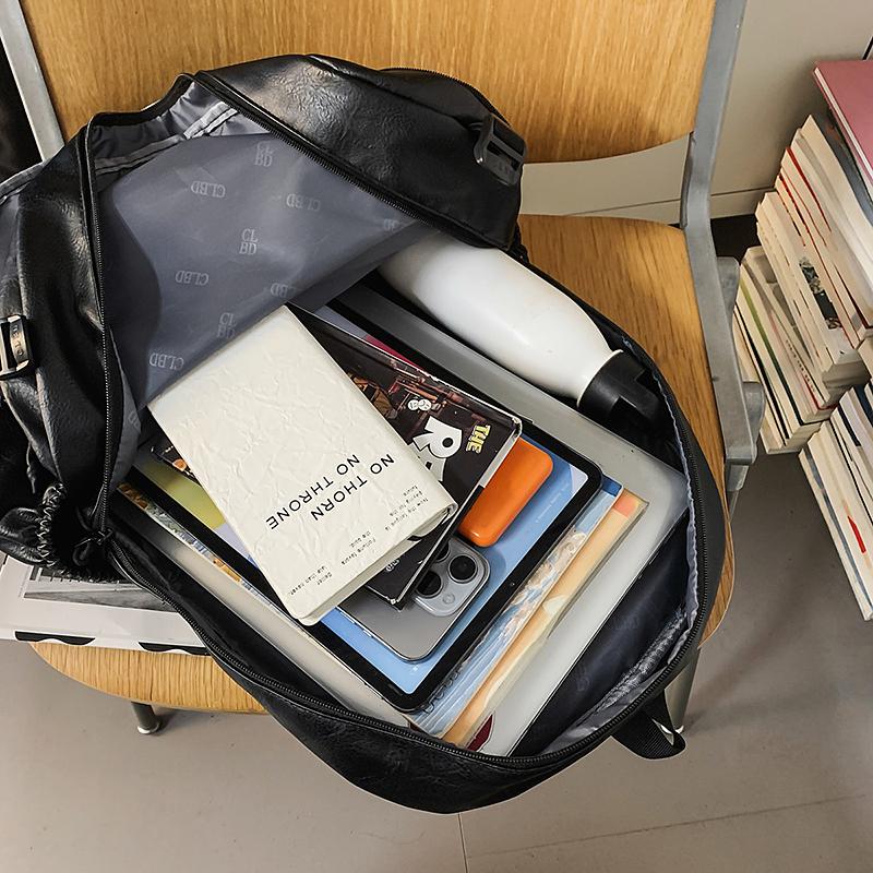 Business Men's PU Backpack Computer Backpack Student Large Capacity Schoolbag