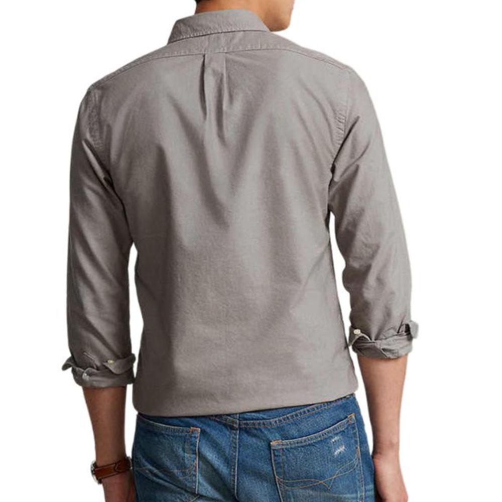 Polo Ralph Lauren FW22 Solid Logo Embroidered Long Sleeve Shirt Men shirts Gray MNPOWOV16822684-020