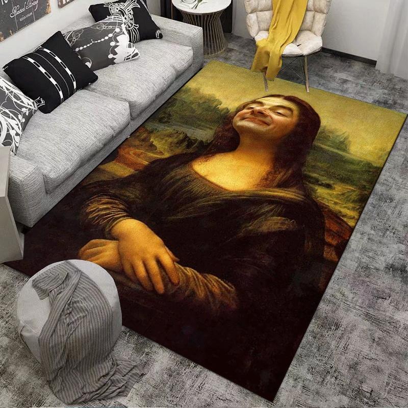 Classic Art Carpet with an Iconic Portrait Suitable for use as an anti-slip game mat for living room and bedroom sofas