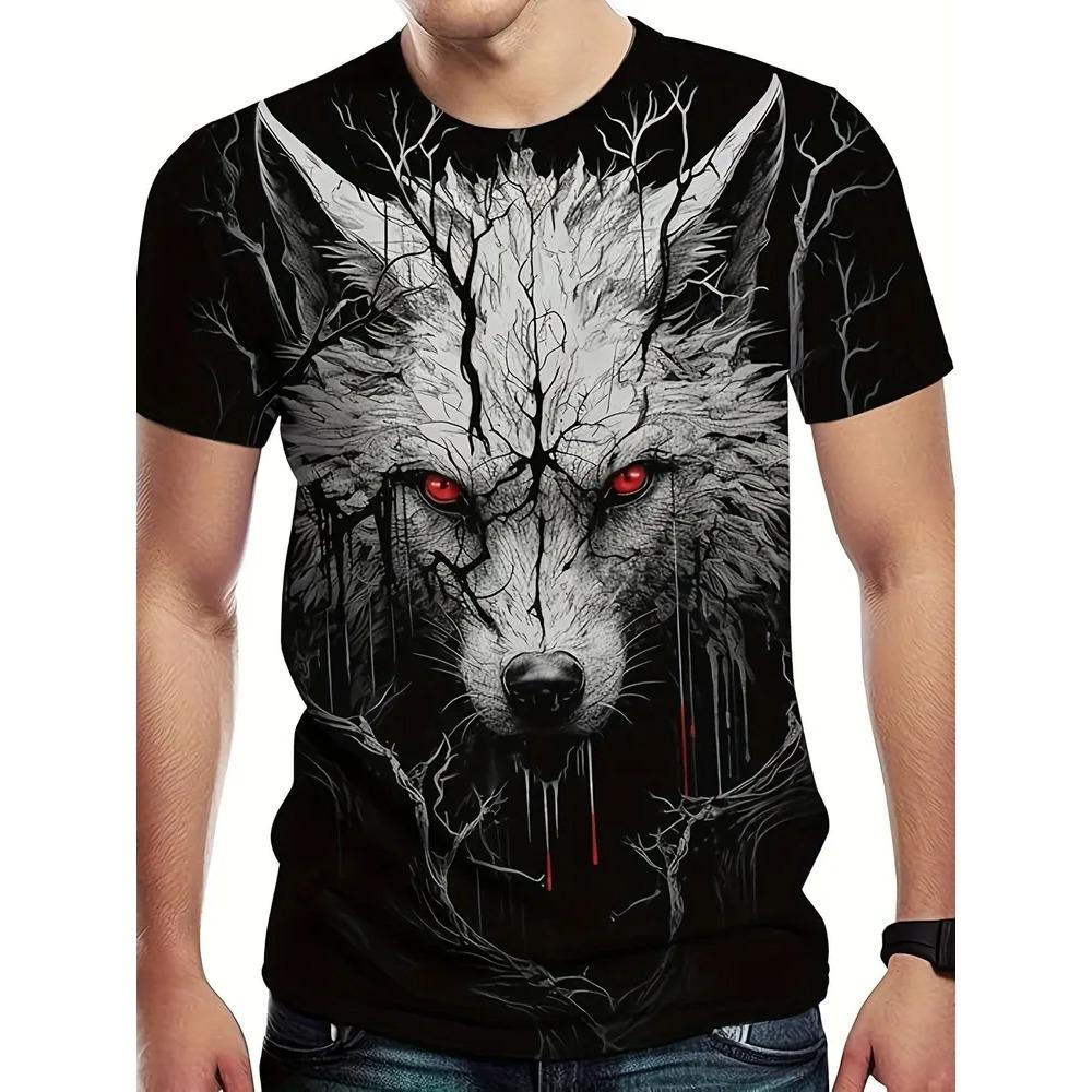Summer Fashion Comfortable Loose Large T-shirt Animal 3D Printed Casual Breathable Sports Versatile Round Neck Short Sleeved Men's T-shirt