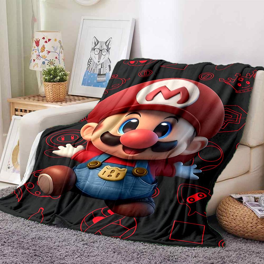 1pc Mario Adventure Soft & Warm Flannel Blanket, Multi-Purpose Throw Blanket for Couch, Sofa, Office, Bed, Camping, Travel 157