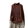Women's Retro Color Block Striped Knit Sweater, Autumn 2025: Half High Neck, Long Sleeve Wool Pullover