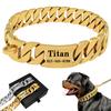 Starkes Metall Titan Massiver Stahl Halsband 32mm Edelstahl Gold Hundehalsband Beschriftung Individuelle Kette Bully Französisch Kampf Großer Hund