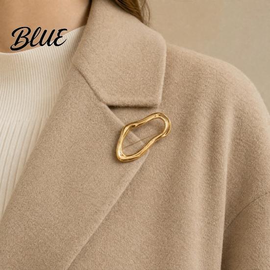 Placket Pin Brooch with Safety Pin Abstract Irregular Metal Outline
