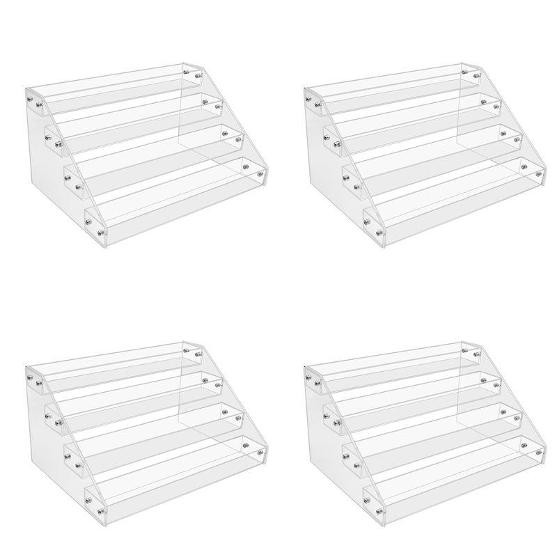 4X 4Tier Clear Acrylic CD Holder Cascading CD Storage Rack,DVD/CD Display Rack & Vinyl Record Storage Stand