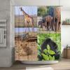 Animal Kingdom Shower Curtain Wildlife Safari Decor for Bathroom Printed Fabric Waterproof Bath Mat Set with Hooks 3D Print Desi