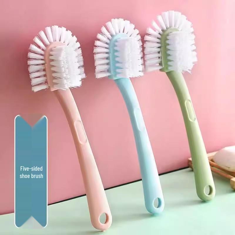 Fünfseitige doppelseitige Schuhbürste mit harten Borsten zur Fleckenentfernung und Tiefenreinigung