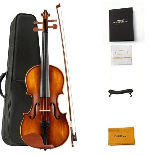 

Christina V 02 4/4 Adult Beginner Full-Size Violin, Violin Kit with Music Box, Violin Bow and Tuner, Instructions, Rosin, Shoulder Rest, Extra Strings