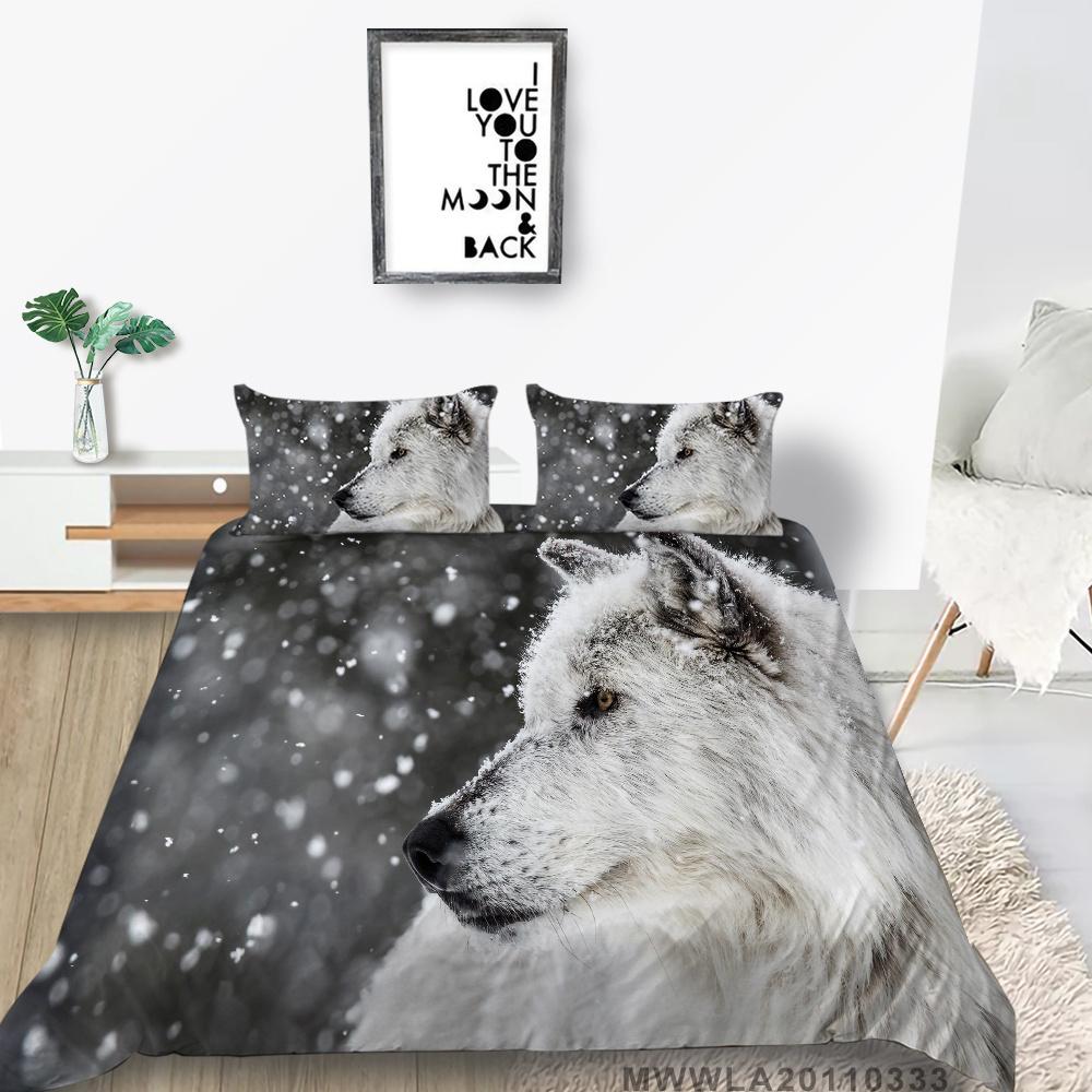 2023 New Style Unique Design Bedding Cover Suit Fashionable Decorative Wolf Printed Home Textiles Queen King Size Bedding