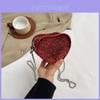 Heart Shaped Bag For Women Fashion Chain Chain Sparkling Mesh Crystal Summer Trendy Crossbody Purse For Daily Use