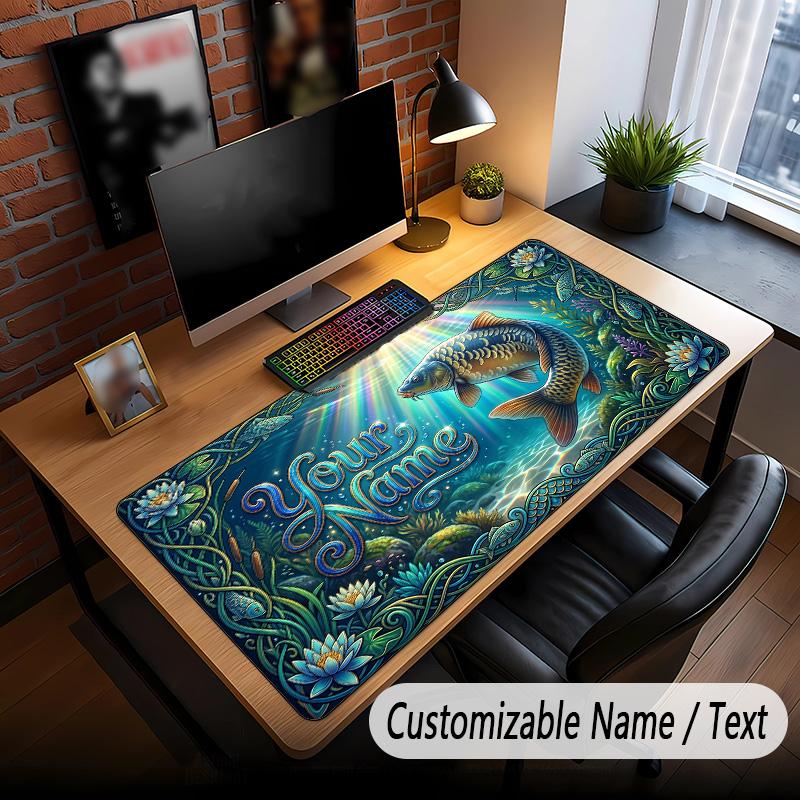 Fish Ocean Theme Custom Mouse Pad Personalized With Name Text Customized Desk Mat For Office Home Decor
