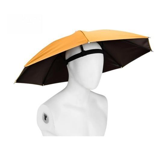 69CM UV Proteção Chapéu Guarda-chuva Mãos-Livres Bloqueio do Sol Chapéu Guarda-chuva com Elástico na Cabeça À Prova D'Água Crianças Adultos Pesca Ao Ar Livre Dobrável Guarda-chuva