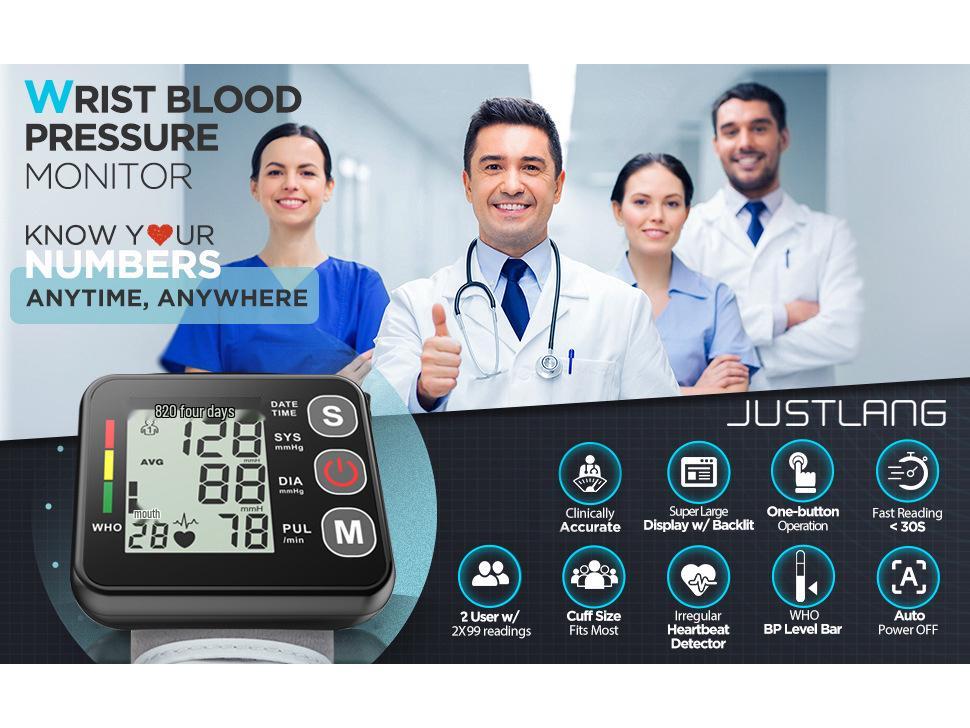 High Precision Automatic Wrist Blood Pressure Monitor for Home Use