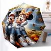 1pc Sturdy 8-Bone Auto Umbrella, Mickey And Minnie Snow Globe Floral Umbrella, Digital Printed, Foldable Umbrella for On-the-Go Outdoor Use