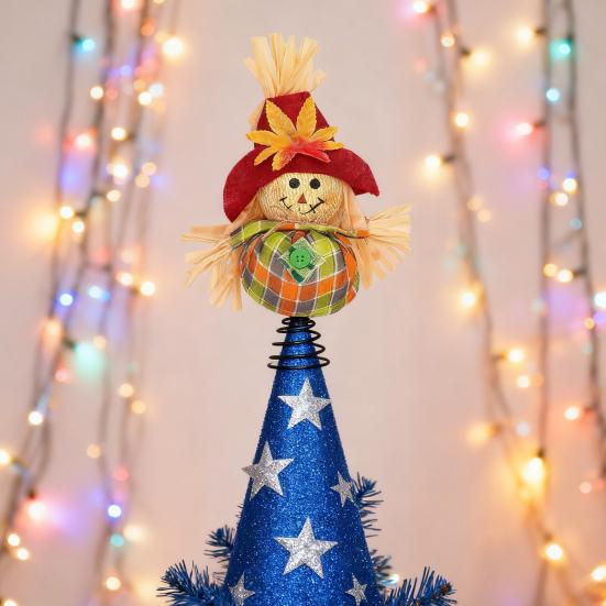 Thanksgiving Scarecrow Miniature Fall Scarecrow Tree Topper 8 Inches Miniature Harvest Autumn Ornaments for Farmhouse Home Party Supplies