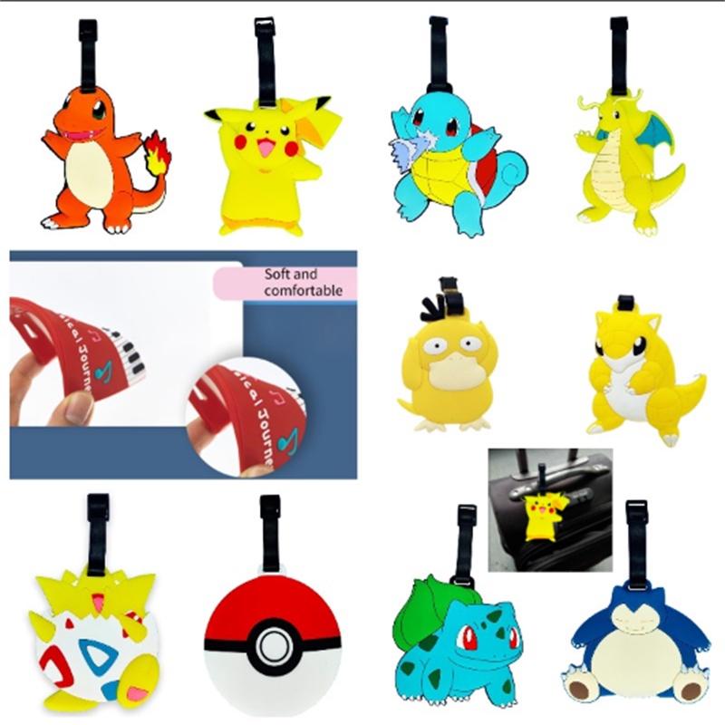 Luggage Tag Cartoon With Name Charmander Pikachu Psyduck Toy