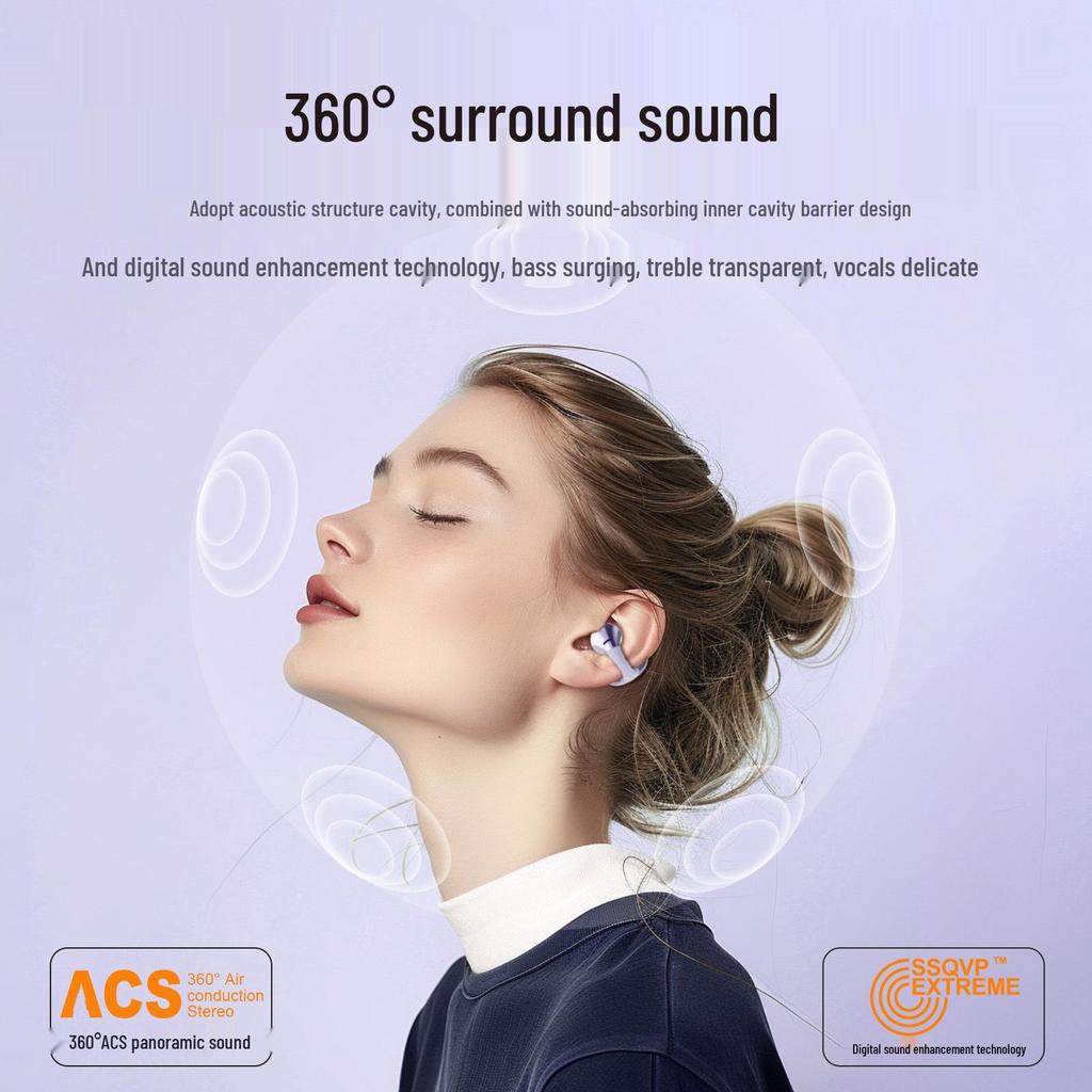 HM-11 Cross TWS Ear Clip 5.4 Sports Bluetooth Earphones with Noise Cancelling & Low Latency