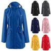 Traje de Senderismo para Exterior con Capucha y Bolsillo de Color Sólido a la Moda para Mujer, Chaqueta Impermeable de Manga Larga
