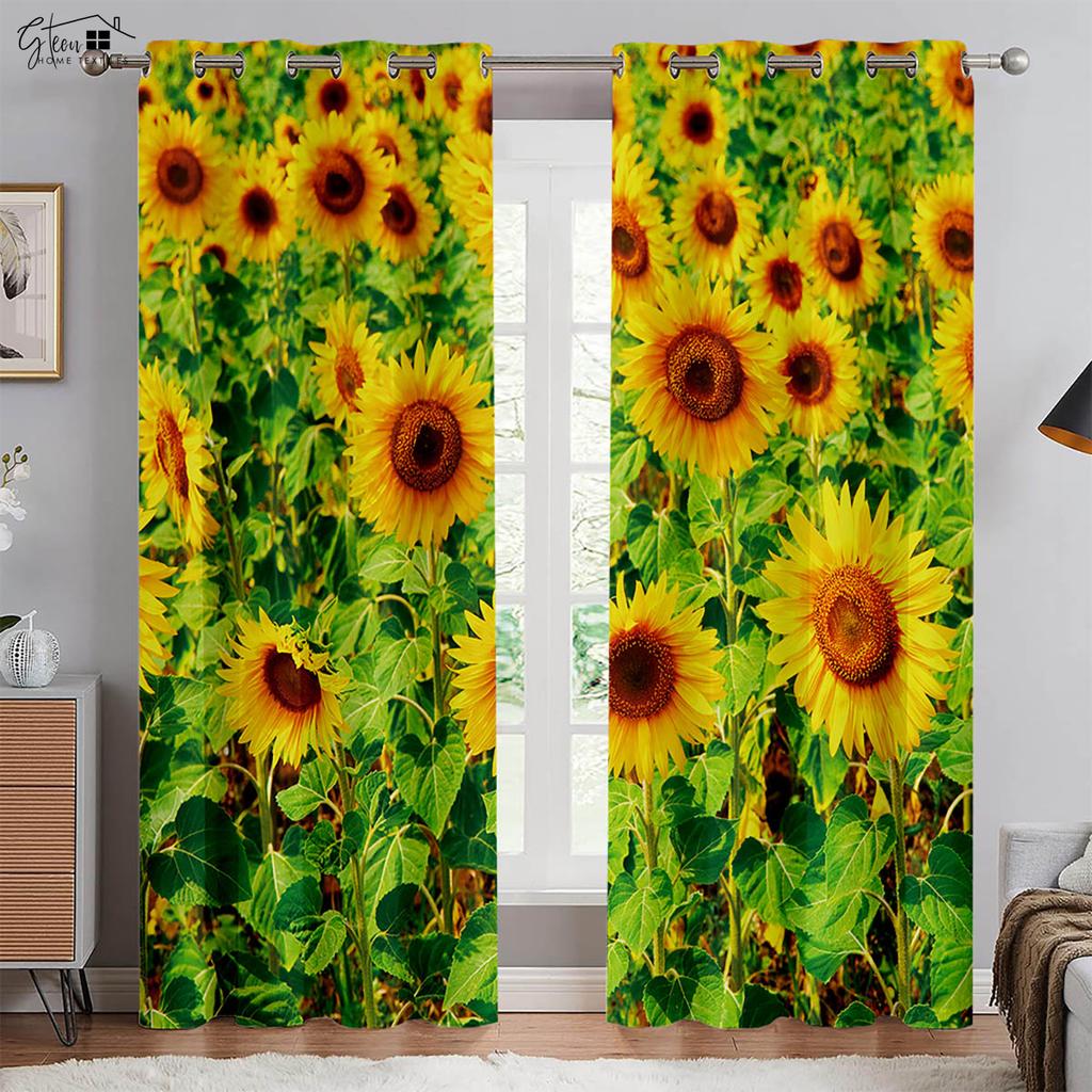 Flower Sunflower 3d Printing Curtain Light Blocking Heat Insulation Curtain Bed Room Living Room Study Light blocking Decoration Drapes