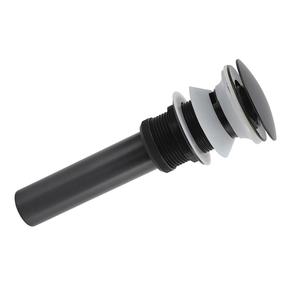 Bathroom Basin Sink Popping Up Drainer Lavatory Odor Resistant Sink Waste Drainer Black with Basket