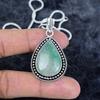 Green Apatite Gemstone Handmade 925 Sterling Silver Jewelry Pendant 1.93" M-2959