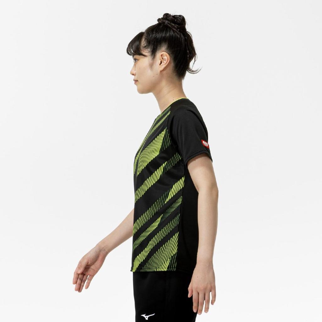 Table Tennis Game Short JTTA Size M Shirt, Sleeve, Certified, Moisture-Wicking, Quick-Drying, Women's, 82JAC214, Black/Yellow,