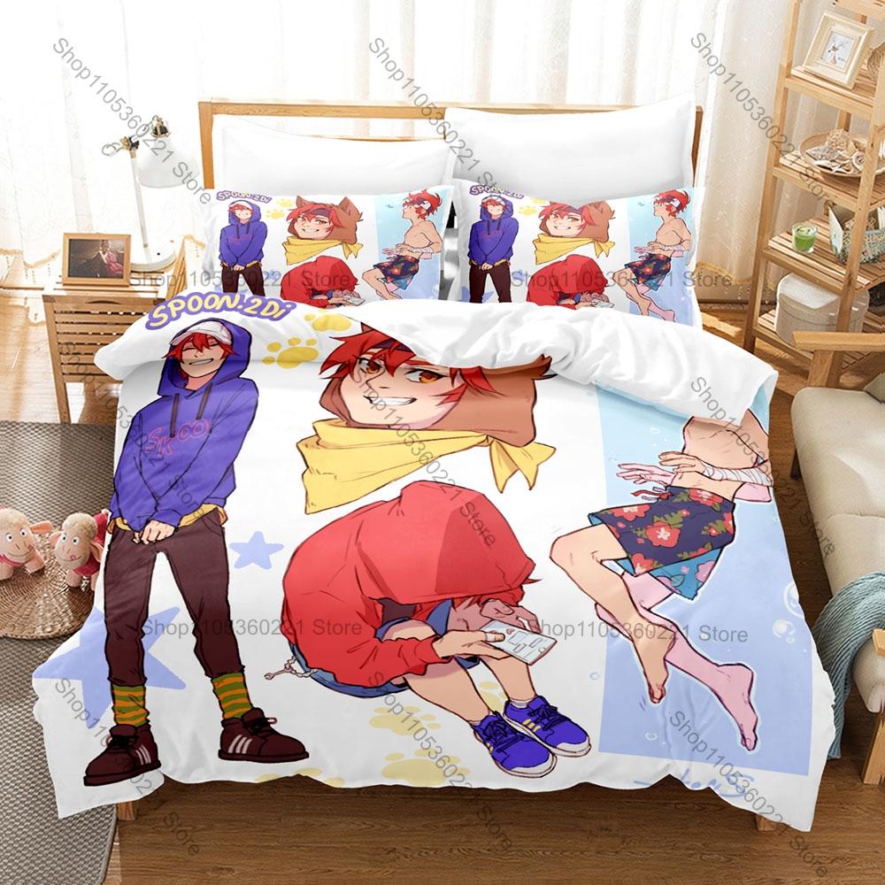 Sk8 The Infinity Printed Bedding Set, Duvet Cover plus 2 Pillowcases, Sport Anime Style Soft Microfiber Home Textiles