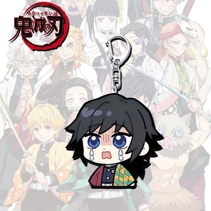 Keychain Pendant Anime Demon Slayer Kimetsu No Yaiba Kamado Tanjirou Double Sided HD Bag Pendant Gift For Fans Cosplay Props Jewelry Gift