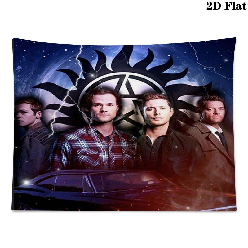 Supernatural Hunting Brothers Wall Tapestry Aesthetic Wall Hanging Printed Fabric Blanket Decorative Tapestries for Bedroom Living Room Home Decor