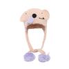 Winter Cute Cartoon Snot Koala Ears Gray Wool Hat Women's Ear Protection Cold and Warm Knitted Bag Hat