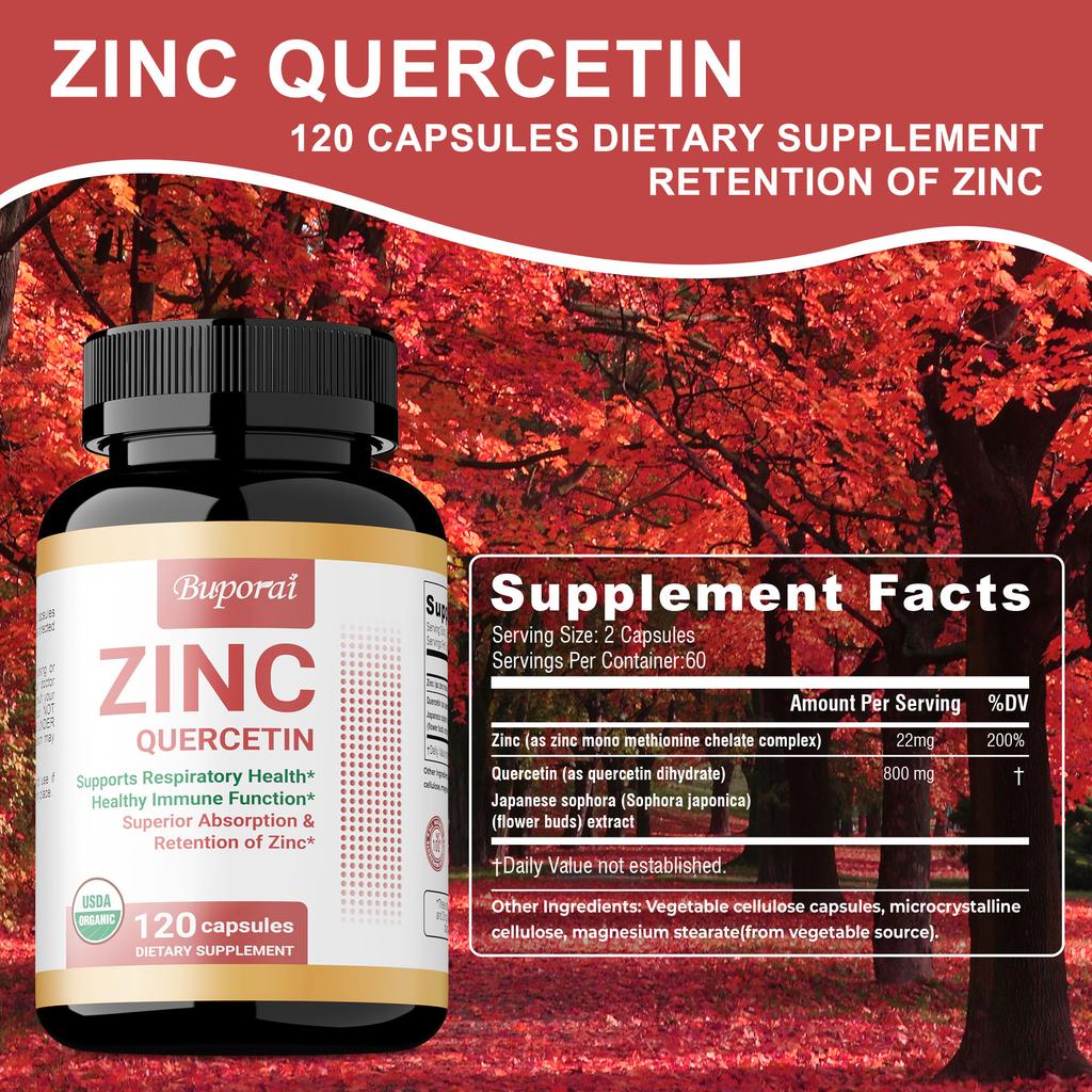 Buporai Zinc Capsules for Men and Women, All-Natural, Supports Immune Health, Antioxidant Support