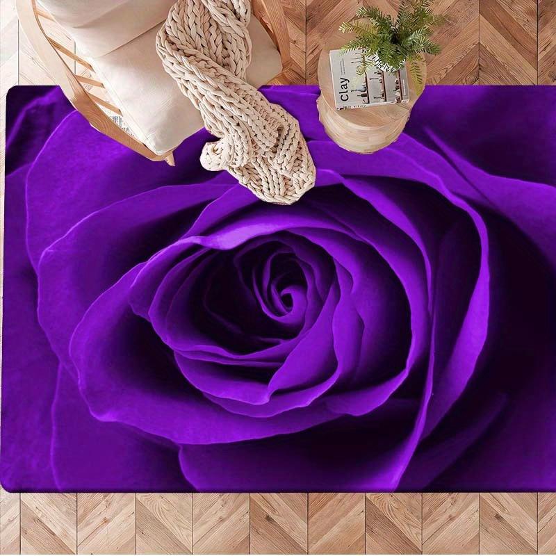 

1pc Elegant Purple Rose Non-Slip Area Rug - Vibrant Graffiti Design, Soft Polyester Material, Perfect for Living Room, Bedroom, 60x90cm