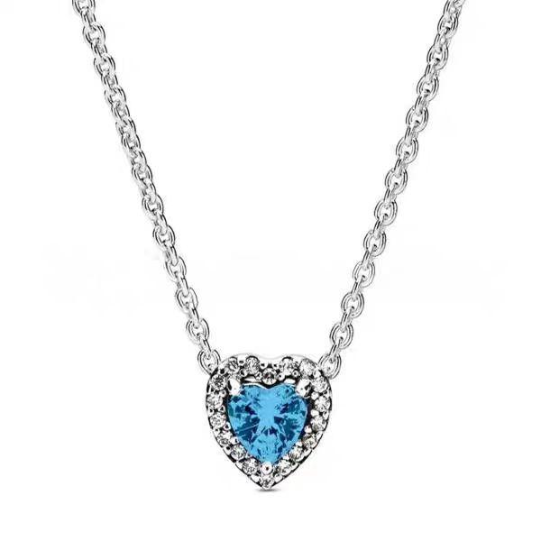 Colorful Heart-Shaped 925 Silver Pendants Necklace Elevated Heart Necklace Lover's Holiday Fine Jewelry Gifts