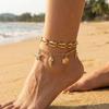 Bohemian Gold Starfish & Shell Double Layer Beach Anklet