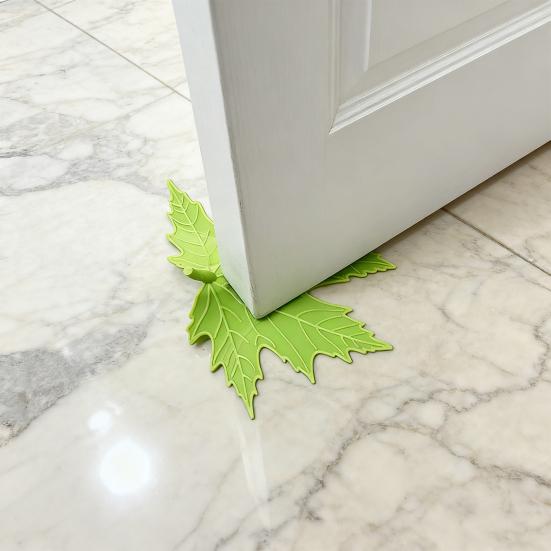 Yousheng Green Maple Leaf Door Stopper Wedge 3D Printed Simulation Leaf Model Windproof Anti-collision Carpet Tile Concrete Wooden Floor Decorative