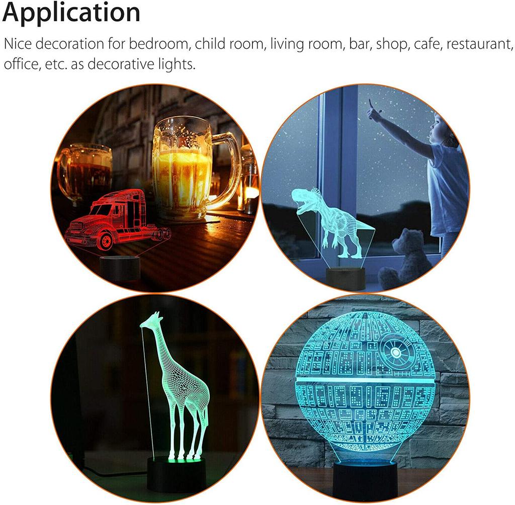 3D Night LED Light Lamp Base 16 Color LED Light Display Base with Remote Control USB Cable Christmas Light Lamp Base for Acrylic