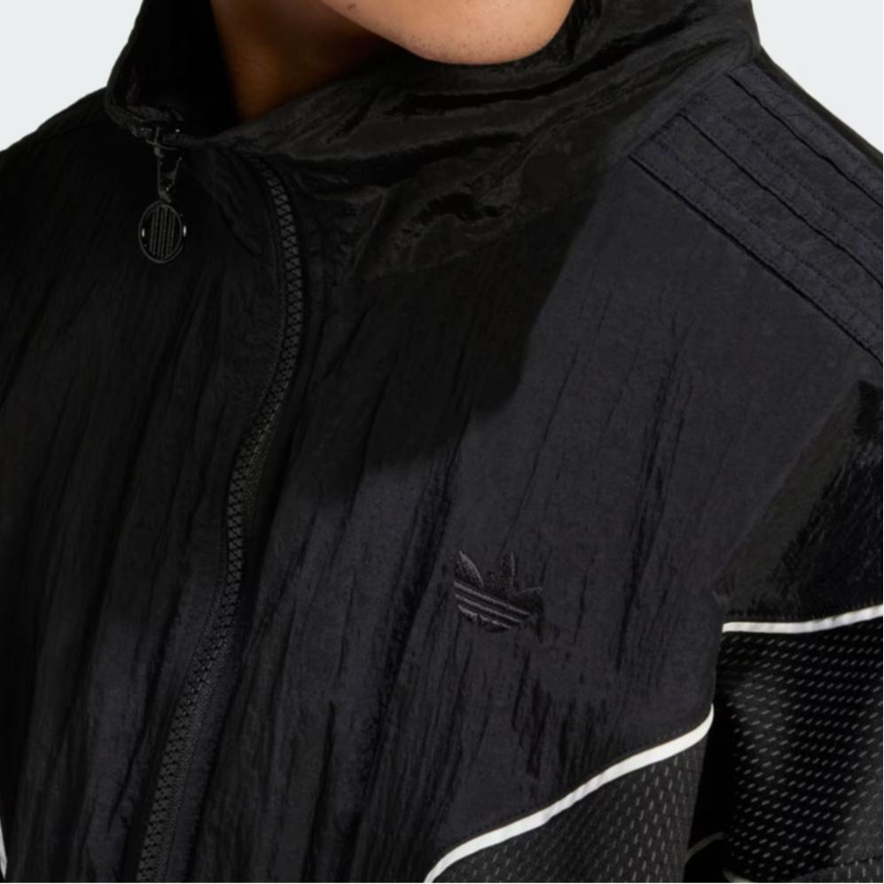 adidas Originals Q4 Atlanta Stone Track Top Design a righe Logo Collo alto Giacca a maniche lunghe Giacca da uomo Nera IX6714