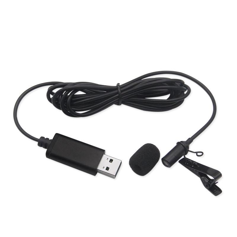 Portable USB Mini Microphone 2m Lapel Lavalier Mic Clip-on External Buttonhole Microphones for Laptop PC Computer Recording Chat