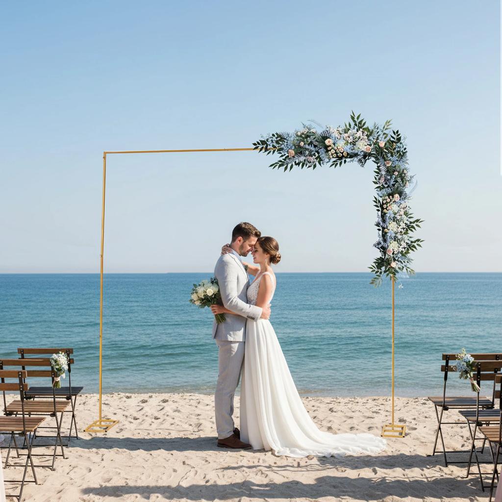 Grape Arch, Adjustable Height, 9.8ft Square Metal Wedding Arch, DIY Decoration for Anniversaries, Graduations, Birthday Parties