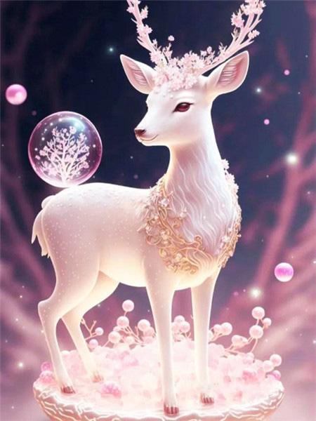 

5d Алмазная картина Новый олень Фэнтези Квадрат/круглая вышивка Мозаика Животное Цветущая вишня Вышивка крестом Домашний декор Full Round 20x30CM