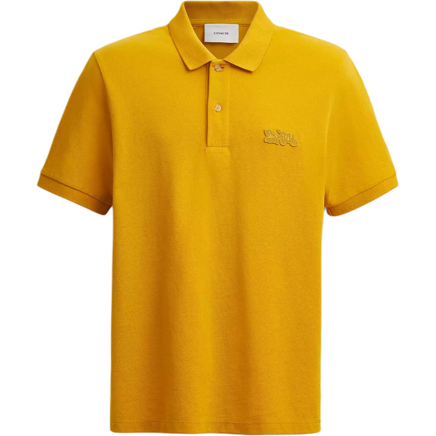 Coach Solid Color Carriage Pattern Organic Cotton Polo Shirt Men tops CT025-YLW S