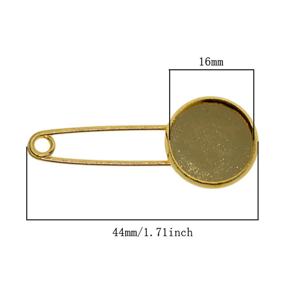 10 Pieces Blank Brooch Settings Lapel Pin Safety Hijab Pins Base 16mm Silver