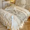 French Retro Princess Style Cotton Bedding Set with Lace Edge