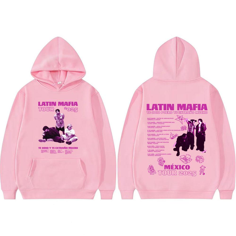 Rock Band Latin Mafia Te Odio Poero Te Extrano Mucho Mexico Tour 2025 Merch Hoodie Men Clothing Gothic Street Hooded Sweatshirts