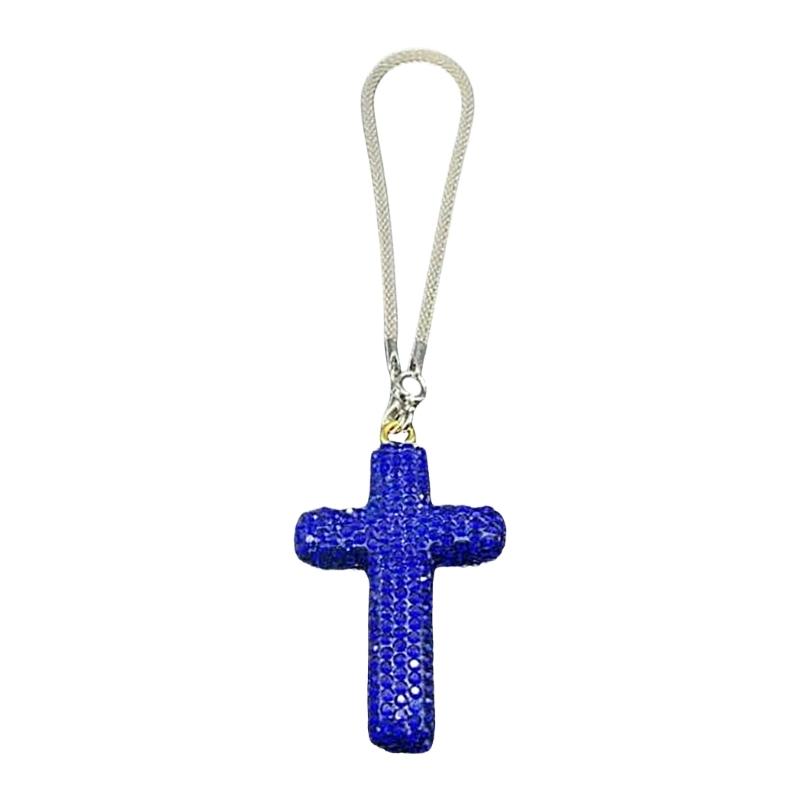 Elegante Crucifijo de Arcilla Colgante con Acento de Cristal para Espejo Retrovisor de Coche Accesorios Colgantes para el Interior del Coche