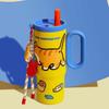 720ml Outdoor Insulated Mug Leak Proof Drinking Straw Cup Cold Beverages Cups  for Student Children